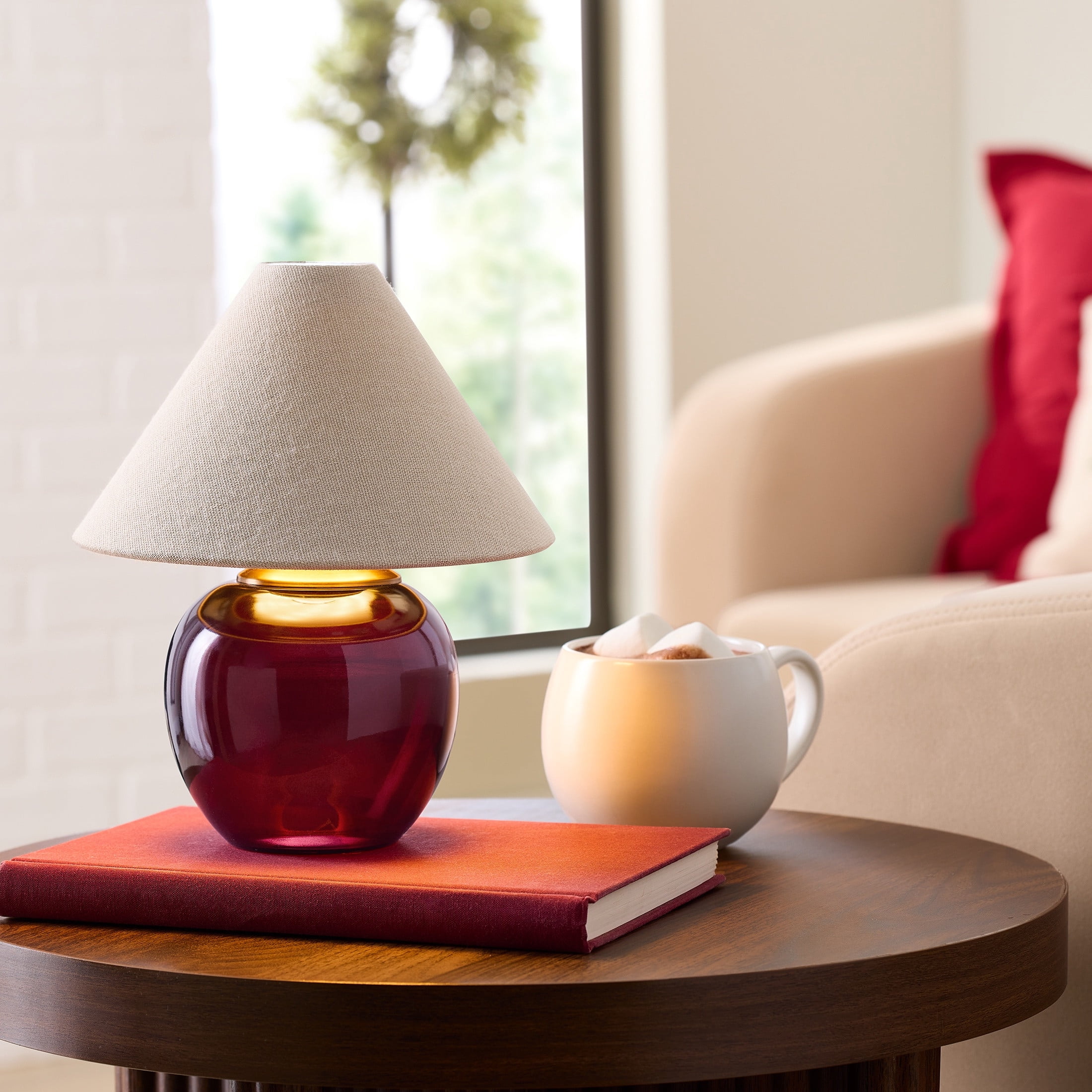Better Homes & Gardens Crimson Rechargeable LED Portable Table Lamp with Dimmable Touch Sensor