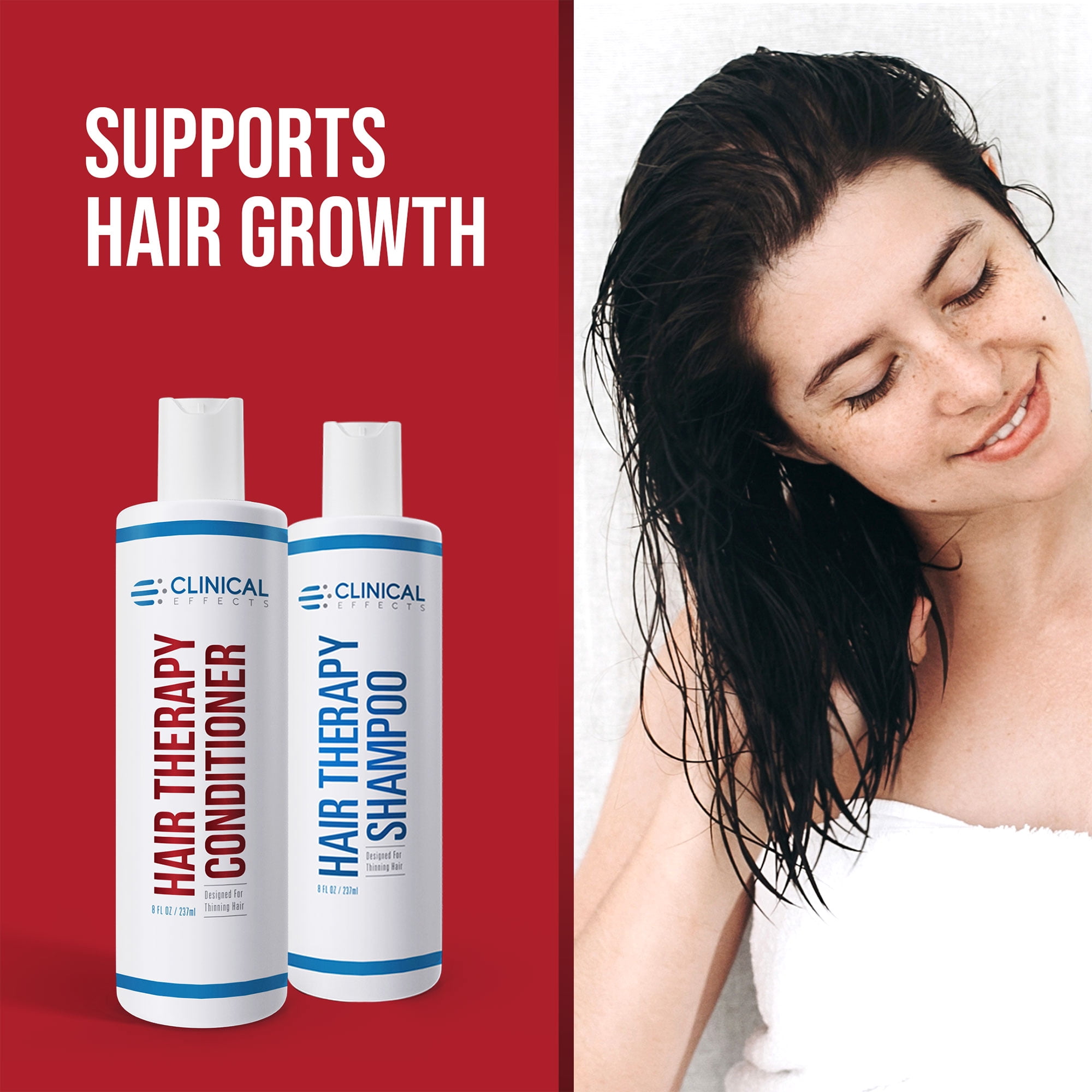 Clinical Effects Hair Therapy Conditioner - Deep Conditioner for Hair Loss and Damaged Hair - 8 Fl oz - Thickening Conditioner for Men and Women - With Saw Palmetto, Biotin, Panthenol - Made in USA 1
