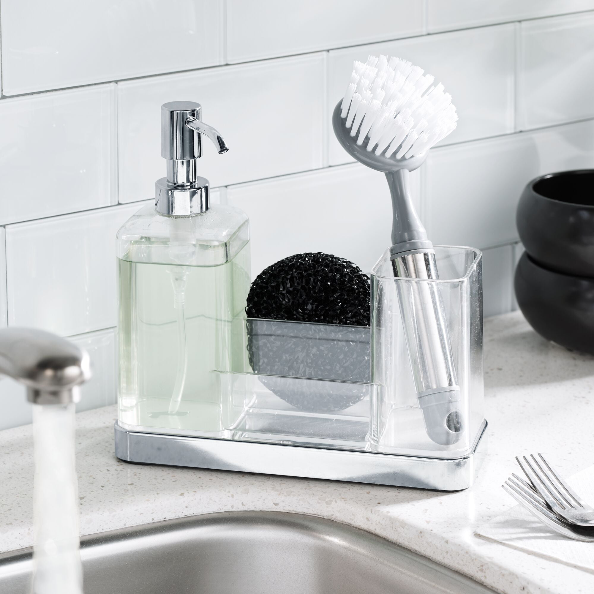 Mdesign Plastic Kitchen Sink Countertop Hand Soap Dispenser, Matte