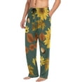 thumbnail image 5 of FREEAMG Men's Pajama Pants with Pockets Sleepwear Lounge Pants Stretch Casual Autumn Sunflowers with Teal, 5 of 7