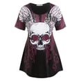 thumbnail image 1 of Camiseta Gótica de Talla Extra con Estampado de Alas de Cráneo Rosegal  Camisetas tallas grandes, 1 of 5
