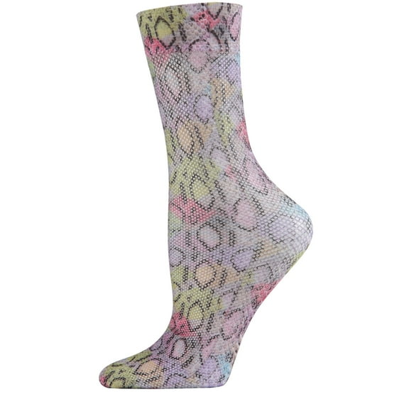 MeMoi Lounge Lizard Color Crew Socks | Fishnet Crew Socks by MeMoi One Size 9-11 / Multi