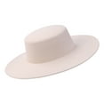 thumbnail image 5 of Women's Fedora Hat, Solid Color Wide Brim Flat Top Hat Simple Elegant Formal Top Hat Wool Panama Hat Felt Jazz Hat, 5 of 7
