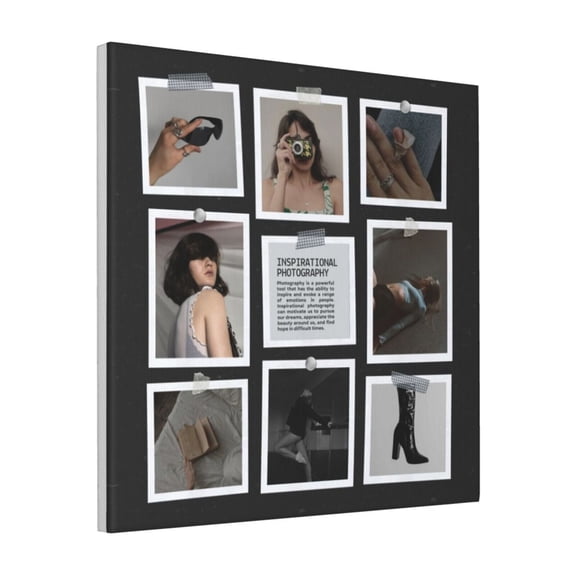 Custom Canvas Prints Black Simple Aesthetic Modern Borderedgraphy Quote Personalized Photo Image Collage DIY Framed Kit Wall Art Picture Room Decor 18x18 inch