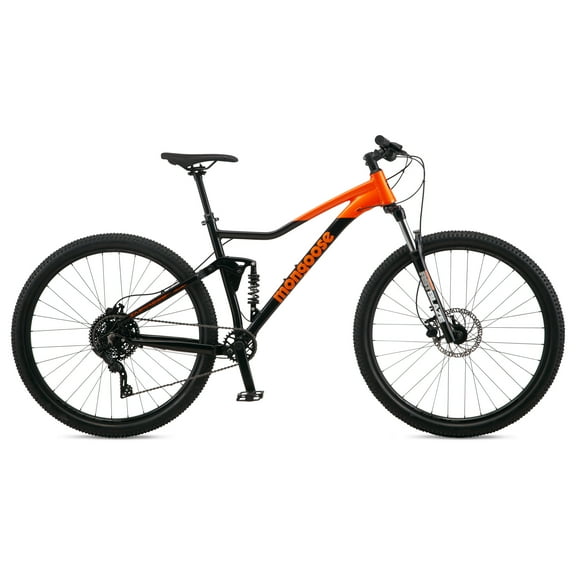 Mongoose Impasse 3.0 Dual Suspension Mountain Bike, Medium Frame, 29-Inch Wheel, Black/Orange