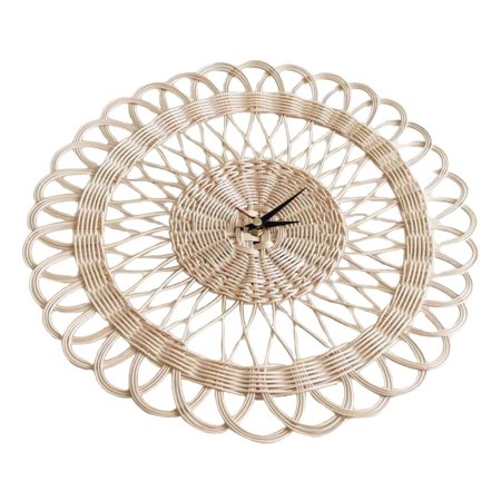 ✪ Round Willow Rattan Hanging Clock Household Wall Clock Retro Wall Clock for Wall