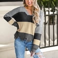 thumbnail image 2 of Suéteres Para Mujer Otoño Invierno Suéteres Recortados Suéter A Rayas Corto Cuello en V Empalme Suéter Recreativo Tejido de Manga Larga Tops Odeerbi ODB175375, 2 of 5