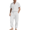 thumbnail image 2 of Yaoyar Two Piece Sets Mens 2026 Short Sleeve Button Down Shirt Cargo Pants Outfit Utility Pockets Solid Casual Comfort Suit, 2 of 4