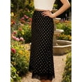 thumbnail image 3 of Black Polka Dot Midi Skirt With Lace Trim Flowing Sheath Style, 3 of 8