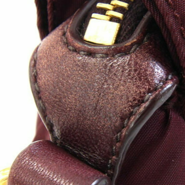 バッグ PRADA Gather Leather Shoulder Bag BN1407 Pre-Owned Prada Handbag BN1407 Bordeaux Nylon and Leather Shoulder