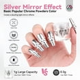thumbnail image 6 of Saviland Silver Chrome Nail Powder - 1g Metallic Mirror Effect Chrome Powder for Gel Nails, Manicure Nail Art Pigment Silver Chrome Powder Nail Decoration Glitter Dust for Nail Art Gel Polish, 6 of 8