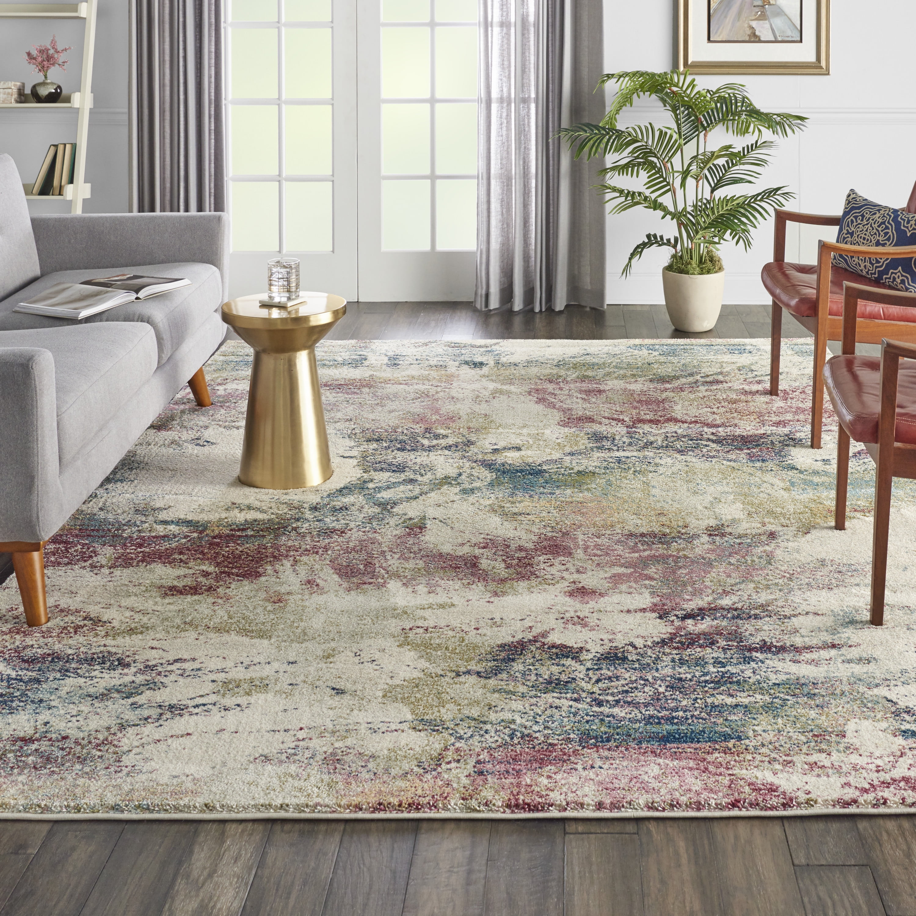 Nourison Fusion Lowpile Shag Abstract Cream/Multi Area Rug Walmart