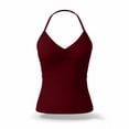 thumbnail image 5 of DDAPJ pyju Womens Padded Halter Tops Built in Bra Backless Tank Top Going Out Y2k Trendy Camisole Crop Tops Wine S, 5 of 8