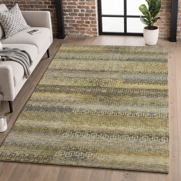 Addison Rugs Mayfield Premium Machine Washable Transitional Stripes Wheat Rectangle Rug, 10' X 14' Machine Washable Transitional Stripes Wheat Oversized Sherpa Throw Blanket