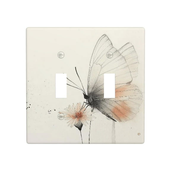 butterfly and delicate flowers Light Switch Cover Plates Single Toggle Wall Plate, Decorative 2-Gang Christmas Decor Lightswitch Cover