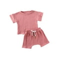 thumbnail image 1 of Seyurigaoka Baby Breeches Suit Monochrome T-Shirt Button Drawstring Stretch Shorts Set, 1 of 6