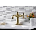thumbnail image 3 of Kingston Brass KSD3547NX Hamilton One-Handle Single-Hole Bathroom Faucet with Deck Plate and Push Pop-Up Drain, Brushed Brass, 3 of 7