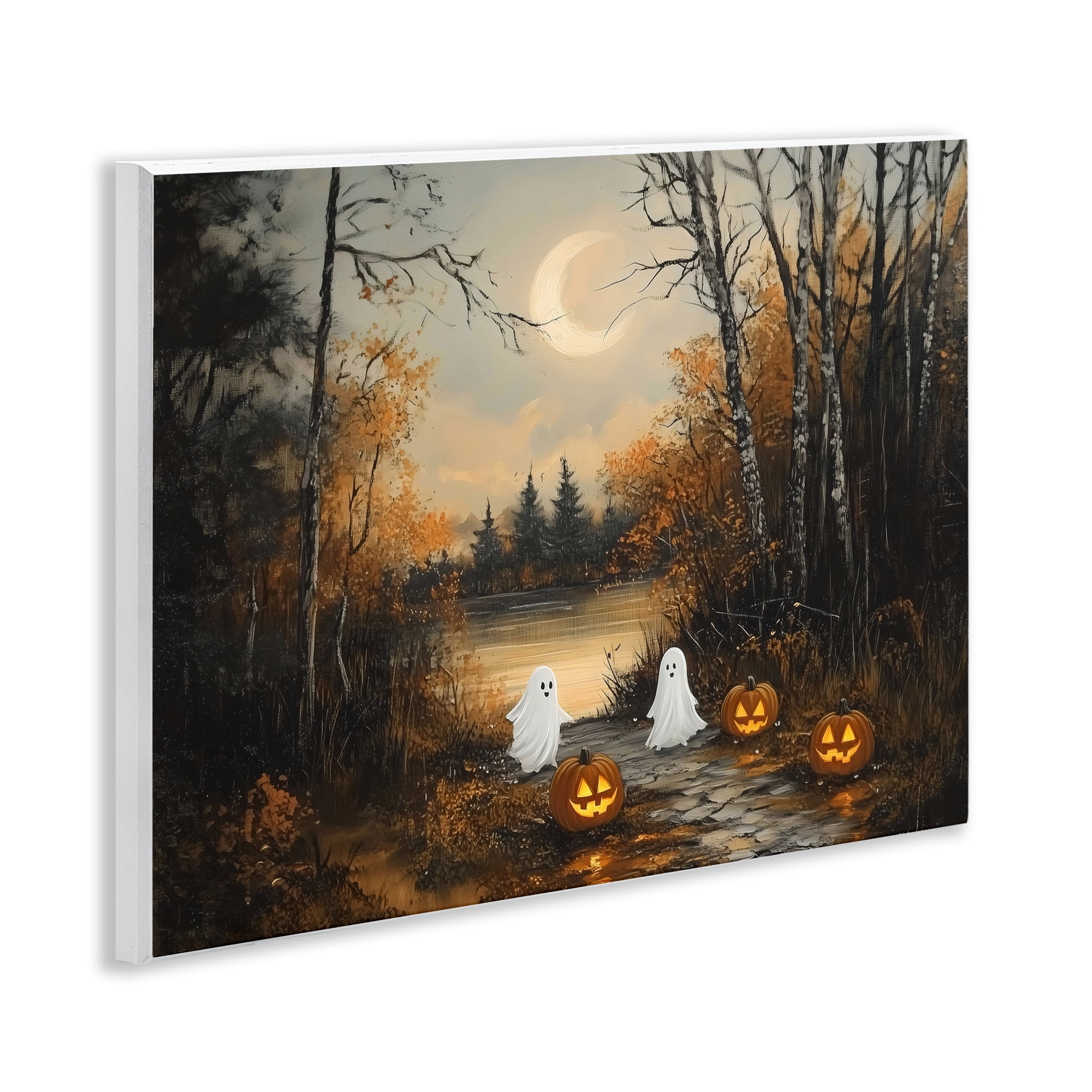 Autumn Ghosts at Lake Wall Plaque Art, design by Arlington Prints