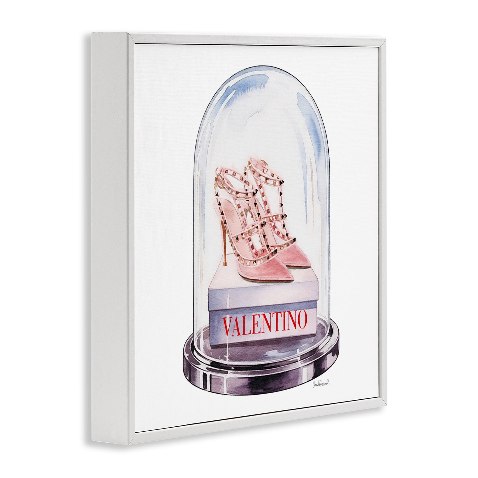 Stupell Industries Pink Heels in Bell Jar White Framed Giclee Art, design by Amanda Greenwood