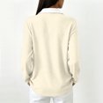 thumbnail image 5 of Waffle Knit Tops for Women Long Sleeve Polo Shirts Color Block Collar Half Button Casual Tunic Tops Beige L, 5 of 6