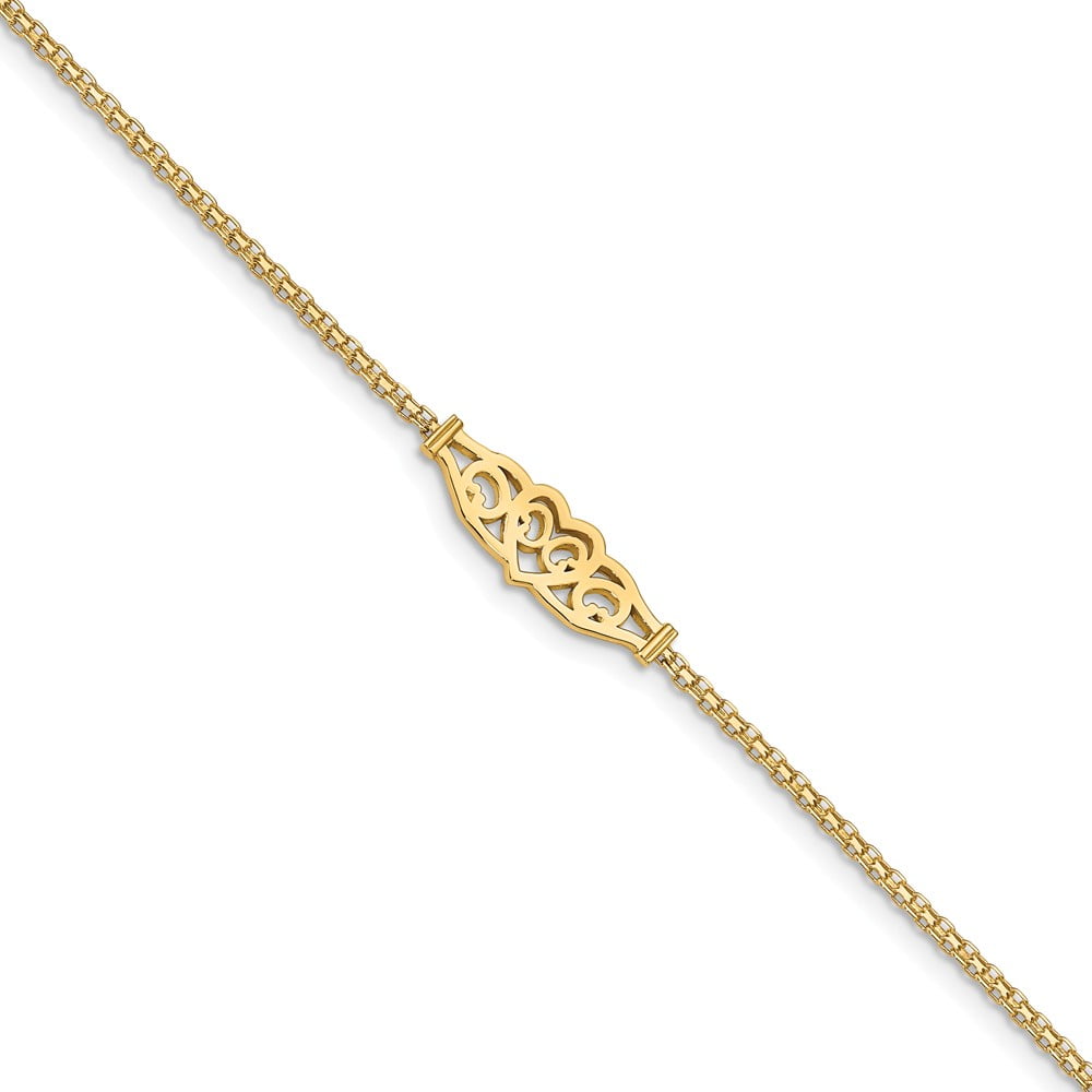 14k Yellow Gold 10in Polished Dolphin Anklet