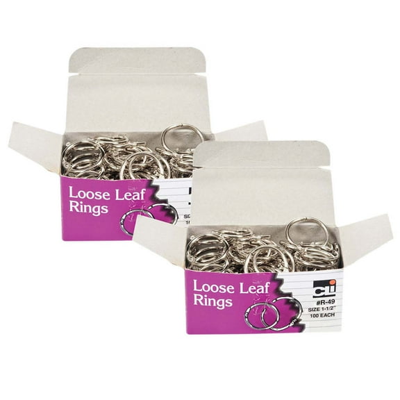 Charles Leonard Loose Leaf Book Rings, 1-1/2", Box of 100