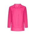 thumbnail image 5 of Wenyuyu Womens Button Down Tshirts Lightweight Solid Color Blouses Roll Long Sleeve V-Neck Tops Split Hem Shirts Hot Pink M, 5 of 7