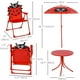 Outsunny Kids Folding Picnic Table and Chair Set Pattern Outdoor Garden Patio Backyard with Removable & Height Adjustable Sun Umbrella Red - image 3 of 9