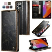 Flip Case for iphone 15 Pro Magnetic Wallet Retro Wallet Cover Card Holder Kickstand Crazy Horse Pu Leather