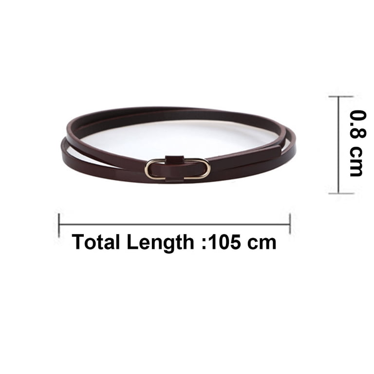 Skinny Leather Belt with Gold Buckle for Jeans Pants, 0.8\