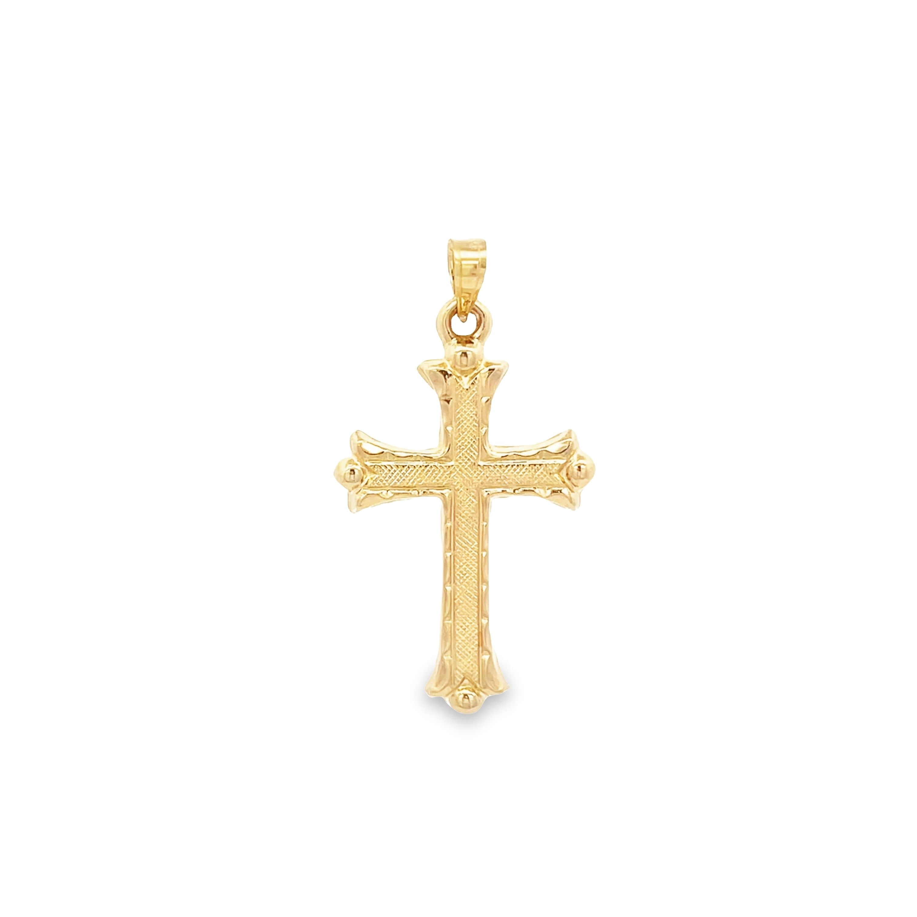 Rand & Paseka Unisex 14 KT Yellow Gold Florentine Cross Religious Pendant, 18” Chain, Fine Jewelry