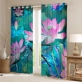 thumbnail image 2 of Castle Fairy Flying Dragonfly Girl Curtains Pack of 2 (42x84 Each),Nature Floral Lotus Curtains Blackout,Chic Flowers Blossoms Bedroom Curtains,Luxury Bedroom Decor, 2 of 6