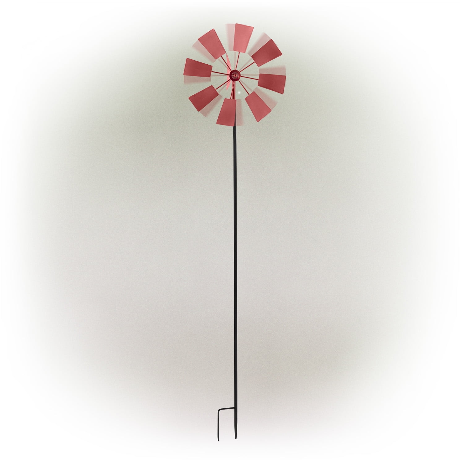 Alpine Metal Windmill Garden Stake, 52 Inch Tall, Red, KIY102RD