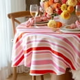 thumbnail image 3 of ZOPZO Round Waterproof Tablecloth for Dining Table, Pink, 60", for Dining Room, Kitchen or Party Table, 3 of 9