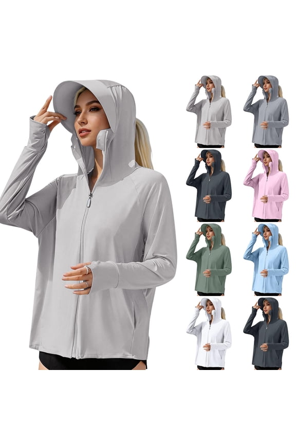 Women's Ice Silk Sun Protection Jacket with Detachable Brim and Full Face Coverage Featuring Lightweight Breathable Fabric Cuts Pink One Size