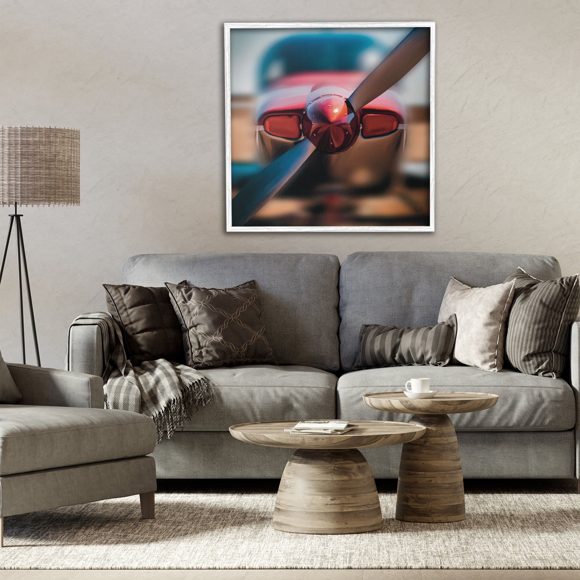 Stupell Industries Red Aircraft Propeller White Framed Giclee Art, design by Renel Peters