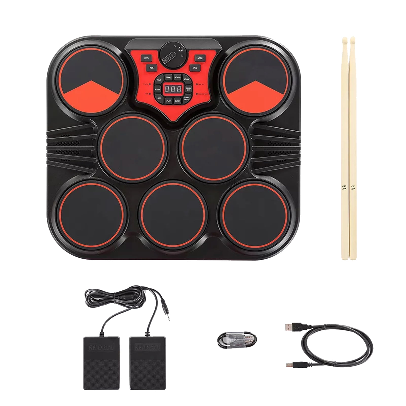 Batterie Vtech Summina Kit De Batterie électronique - Kit De Batterie Numérique Tactile Pour La Pratique De La Main Levée, 9 Pads De Batterie, 2 Pédales, Pour Débutants, Garçons Et Filles (sans