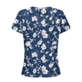 thumbnail image 5 of Fengqque 2025 Women's New Round Neck Pleated Tunic Top Curved Hem Printed Blouse, 5 of 5