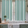 thumbnail image 2 of Teal Stripes Kitchen Curtains 63 Inch Length, Farmhouse Striped Modern Abstra Tiers Curtains for Living Room Berdoom Bathroom, Light Filtering Drapes Rod Pocket Window Treatment 2 Panels 42"Wx63"L, 2 of 9