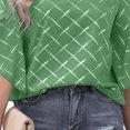 thumbnail image 4 of Whataatahia Blusa de manga corta con cuello redondo y volantes para mujer, camisa estampada, camisa holgada de verano, verde, XXL, 4 of 6
