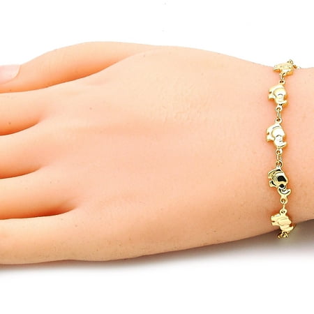 RM 18k gold filleD elephant bracelet for good luck 6" long for Kids / pulsera de elefante buena suerte para nino 6" largo