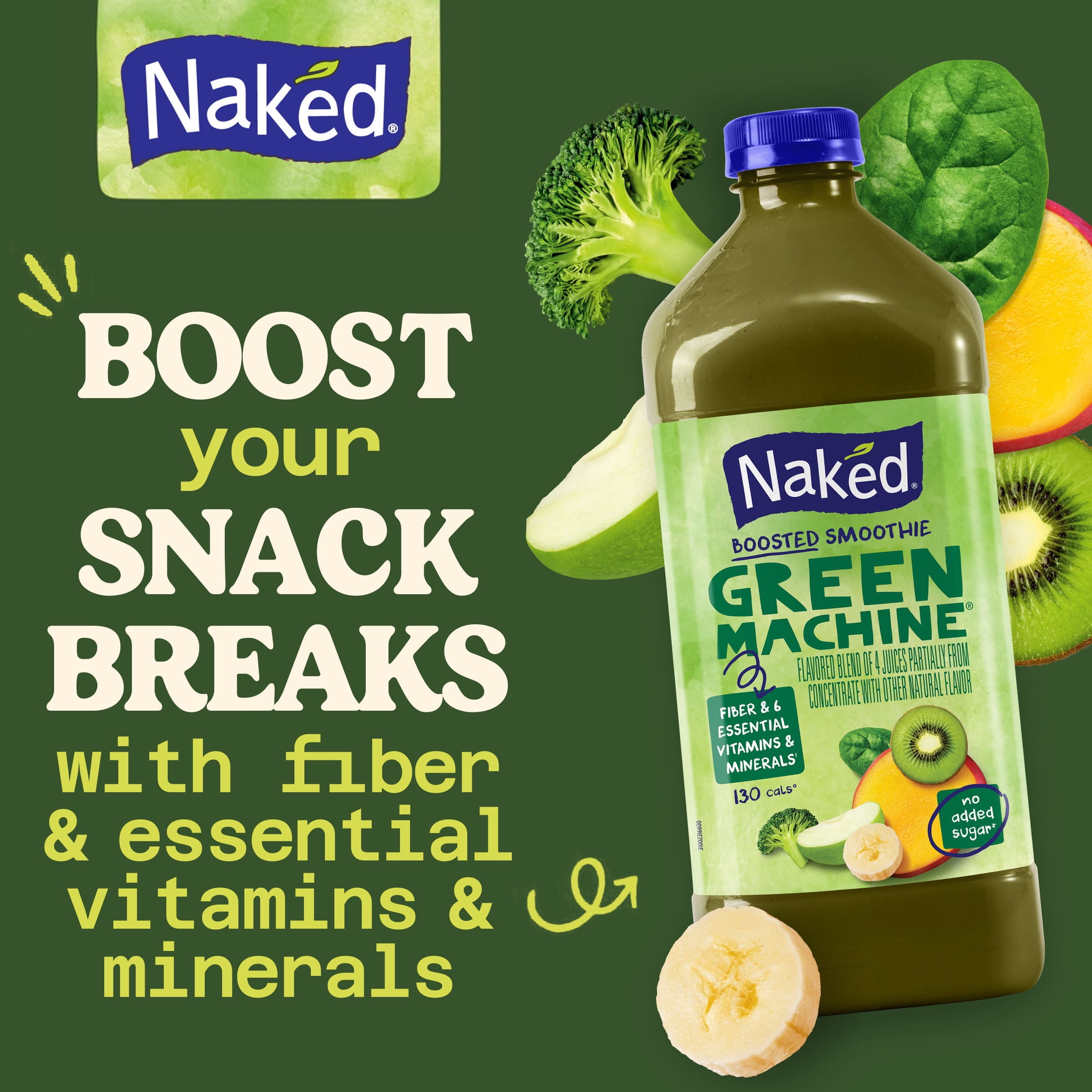(3 pack) Naked Juice Green Machine Flavored 100% Juice Smoothie Blend, 64 fl oz