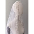 thumbnail image 5 of Romántico velo de novia estilo catedral de una capa con cuentas de perlas, 5 of 5