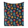 thumbnail image 1 of Cartoon Soft Flannel Fleece Throw Blanket, Funny Creatures Dragons Fantasy Monster Characters Fiction Comic Childhood, Cozy Plush for Indoor and Outdoor Use, 70" x 90", Multicolor, by Ambesonne, 1 of 5