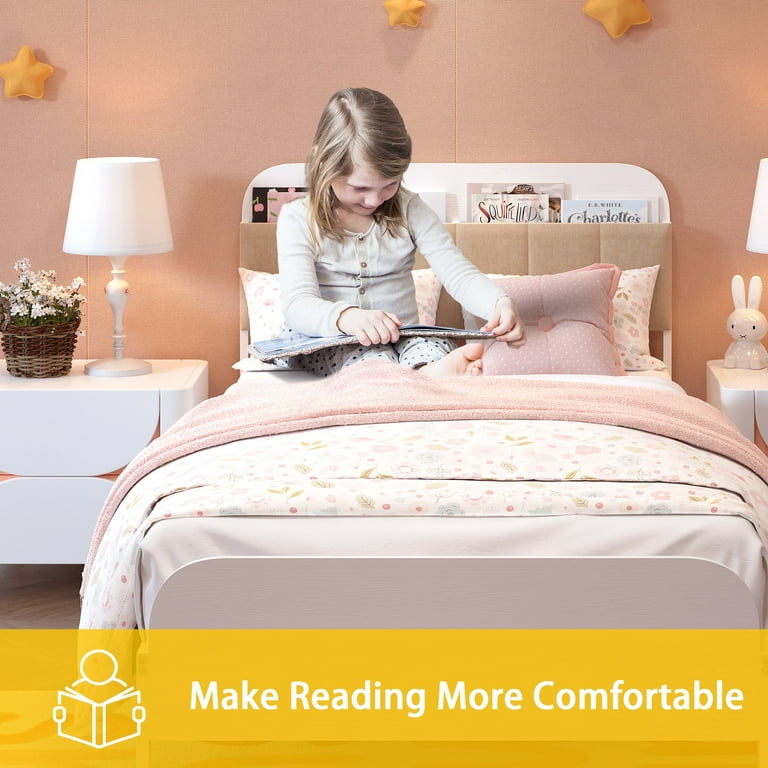 yunn⭐︎kids LIFE Yoneston Kids Twin Platform Bed with Upholstered Bookcase