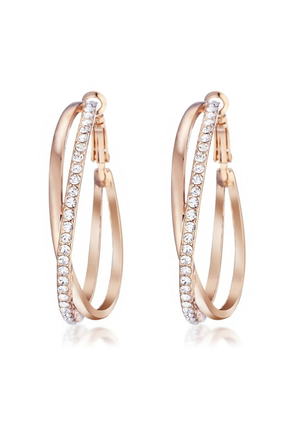 Women's Jewelry 18K Gold Filled CZ Diamond Hoop Pierced Earring for Women Valentine's Day Gifts Gm039Rg