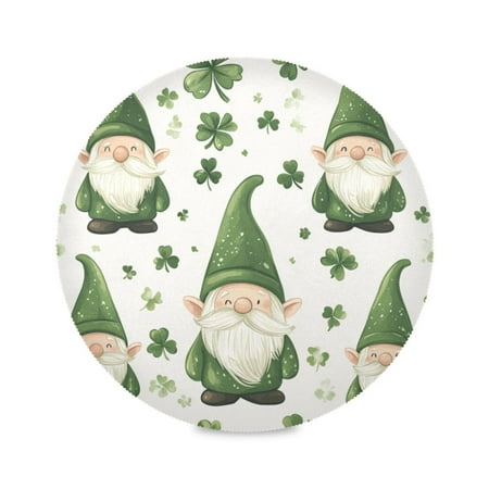

WOBOGO Pattern Of Dwarf in Green Hat Round Placemats Set of 6 Heat Resistant Washable Kitchen Table Decorations 15.4in