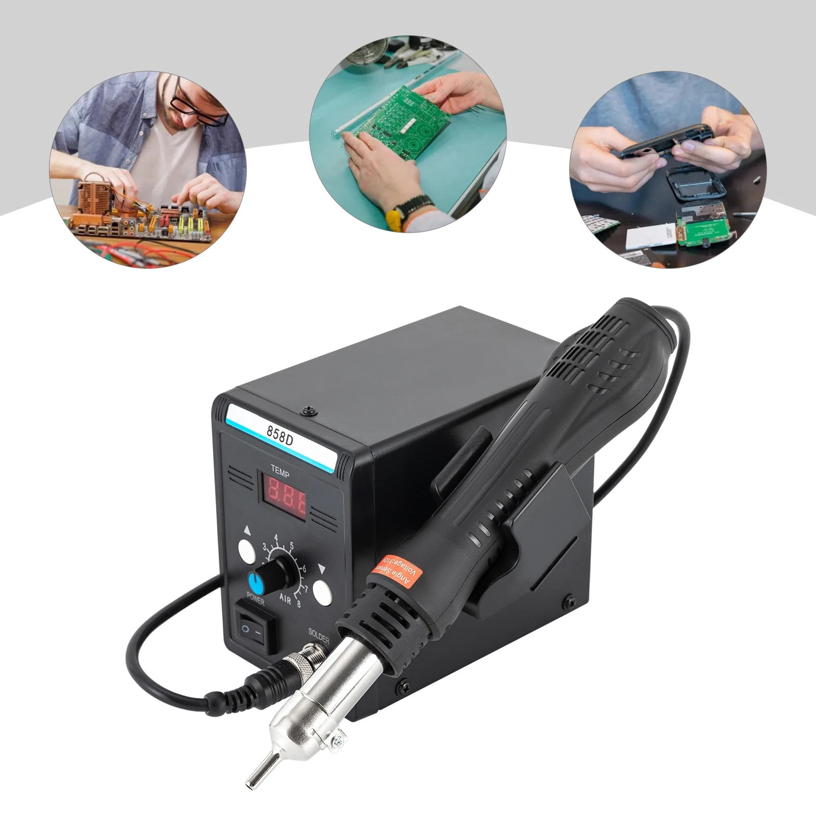 700W Hot Air Rework Station, Digital SMD Soldering Heat Gun for PCB