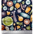 thumbnail image 1 of Soimoi Blue Heavy Satin Fabric Mixed Vegetable Print Fabric by the Yard 54 Inch Wide, 1 of 3