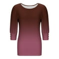 thumbnail image 7 of EchfiProm Womens Crew Neck T-Shirts Fall Tops Relaxed Fit 3/4 Sleeve Pullover for Ladies Wine, 7 of 7